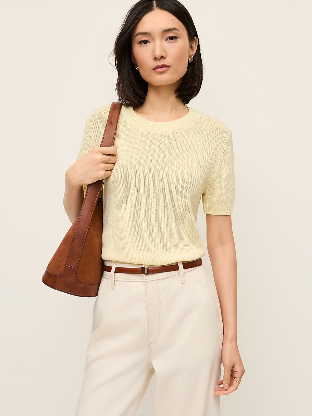 Ann Taylor Modern Sweater Tee in Yellow Size L